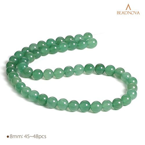Image of BEADNOVA Green Aventurine Beads Natural Crystal Beads Stone Gemstone Round Loose Energy Healing with Crystal Stretch Cord for Jewelry Making (8mm, 45-48pcs)