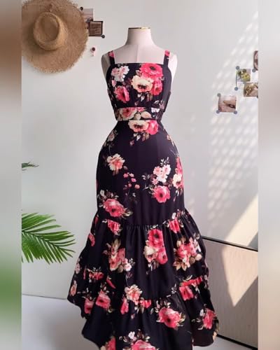 Image of CHICME Summer Dresses for Women 2026 Sleeveless Casual Boho Maxi Dress Square Neck Cut Out Floral A Line Dress