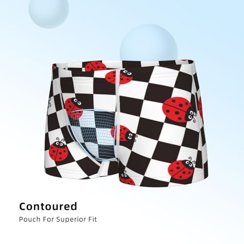 Boys' Cotton Boxer Brief Soft Underwear-Ladybugs Of Black And White Checkers4