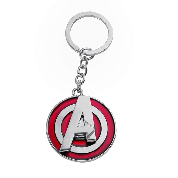 Iconic KeychainsMetal Marvel Avengers A Logo Rotating Spinner Keychain for Car, Silver