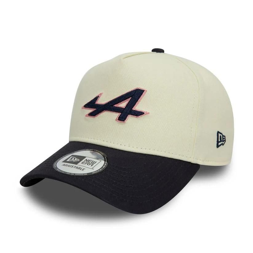 Casquette Alpine F1 New Era Chain Stitch beige et bleue réglable pour passionnés de sport automobile