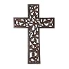 Indus Lifespace Geschenken Houten Muur Kruis Plaque 29 cm Lange Opknoping met Hand Gesneden Bloemen Ontwerp Religieus Altaar Thuis Woonkamer Decor Lichtgewicht