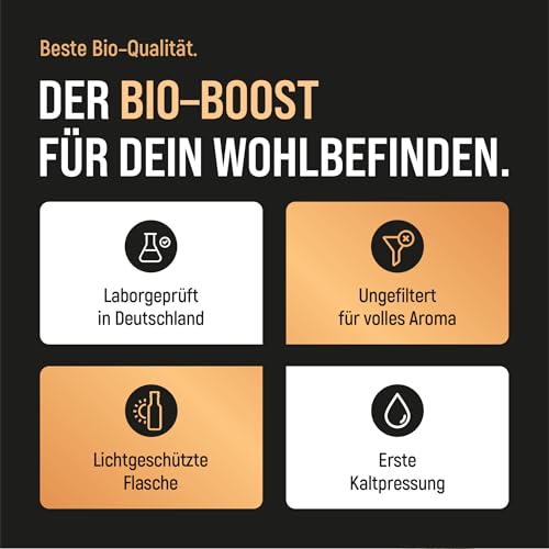 Schwarzkümmelöl Bio kaltgepresst ungefiltert 500ml Kümmelöl – Ägyptisches Black Seed Oil mit hohem Thymochinongehalt (4600 mg/1000 ml), keto & vegan aus deutscher Ölmanufaktur