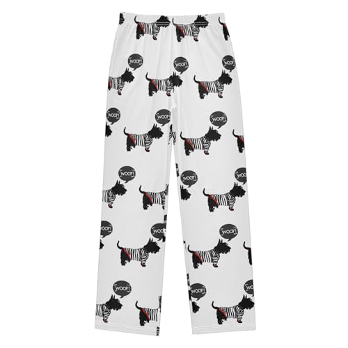 Boys' Pants Cute Terrier Dogs Black Long Bottoms Jogger Pants Elastic Waist Trousers with Pockets S-XL