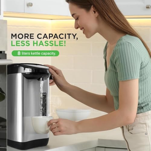 Image of ZYNTO Electric Water Kettle 8 Liter Kettle with Temperature Settings, Safety Lock, Stainless Steel, Automatic Shut-Off And Dry-Boil Protection, Rapid Heating For Tea, Coffee. (1)
