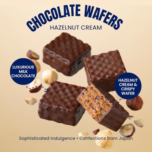 ROYCE' Chocolate Wafers "Hazel Cream" - Chocolate Wafers with Flavorful Filling| Gourmet Snack for Gifting & Indulging | Japanese Chocolate from Hokkaido (12 Pieces of Chocolate)