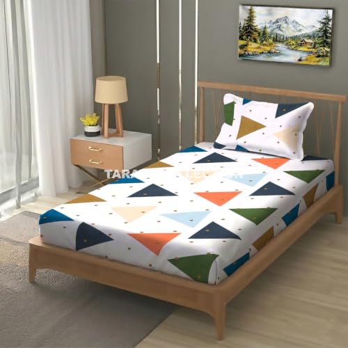 Image of Single Flat Bedsheet 60 x 90 Inch with 1 Pillow Cover, Cotton Blend Soft Breathable Bed Sheet Set for Single Bed, Lightweight Comfortable Bedding for Home Guest Room Daily Use