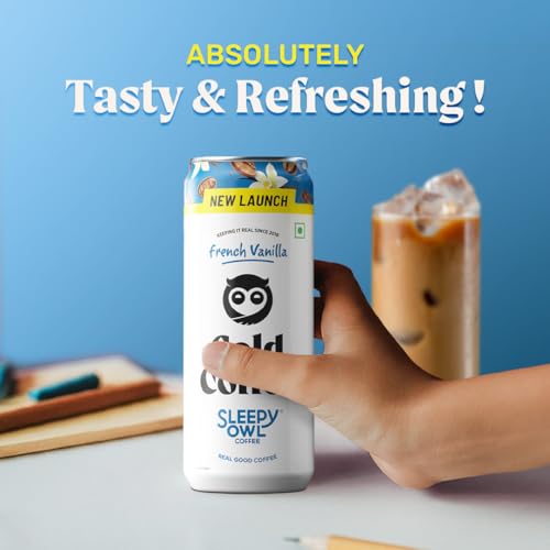 Sleepy Owl French Vanilla Cold Coffee | 4 x 230ml Cans | Made With Real Milk & Coffee | No Preservatives - Image 3
