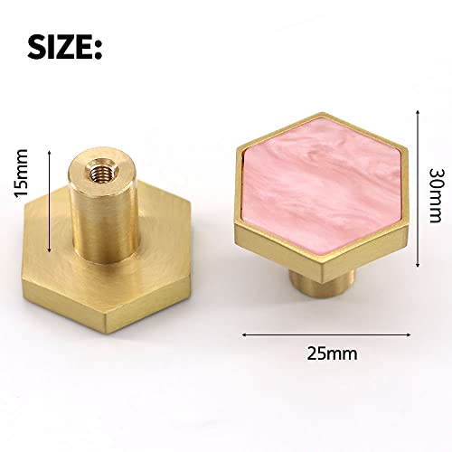 EVERGD 25mm Pure Copper Handle Shell Brass Gold Wardrobe Kitchen Cabinet Door Knobs Drawer Cupboard Hardware Pull Handle Clothes Coat Hook Modern Simple (Pink - Image 2