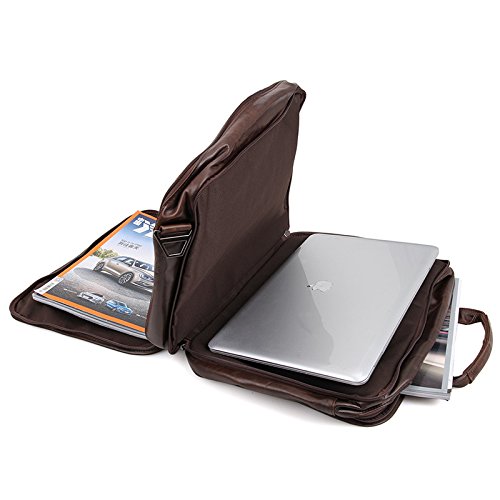 Berchirly Genuine Leather 15inch Expandable Laptop Computer Business Briefcase Bags Cowhide Handbag Case - Thumbnail 3