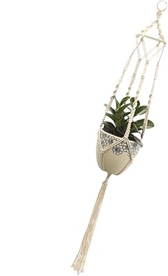 Hemoton Home Decor Basket Decor Macrame Plant Hanger Cotton Woven Hanging Plant Holder Plant Pot Stand for Indoor Outdoor Wall Art Decoration 95X20cm Hand- Woven Decorative Car Decor