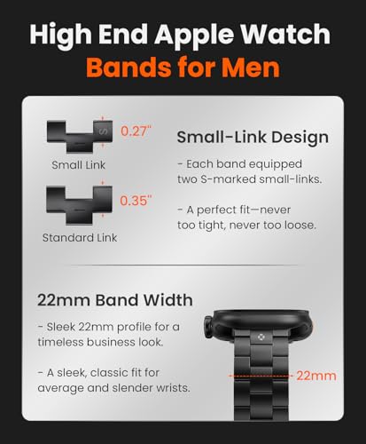 Image of Titanium Watch Band for Apple Watch Ultra 3 /2 /1 49mm & Series 11 /10 46mm, Grade 5 Titanium Apple Watch Band with Anti-Scratch DLC Coating, 22mm Premium Business Metal Strap for Men - CRNS03