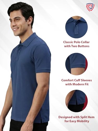 Image of Lux Cozi Men's Cotton Solid Polo Tshirt | Collar Tshirts | Half Sleeves | Stylish & Premium All Day Wear | Pack of 1