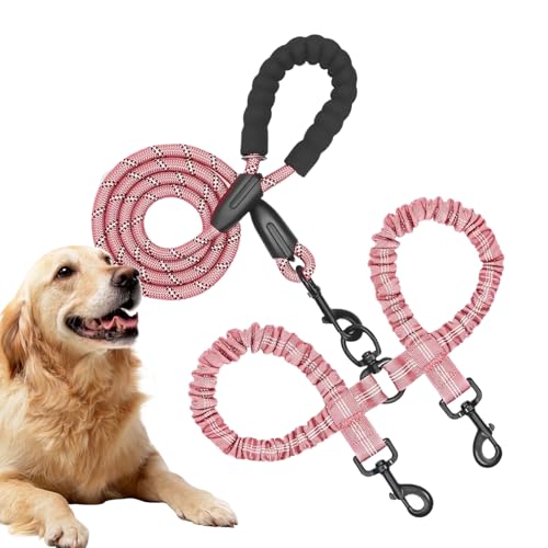 犬の牽引ロープ、犬用の牽引ロープ | 2 in1子犬のトラクションリードスプリッター - 回転調整可能なウォーキングトレーニングリードペットショック吸収バンジーの中程度の大きな犬