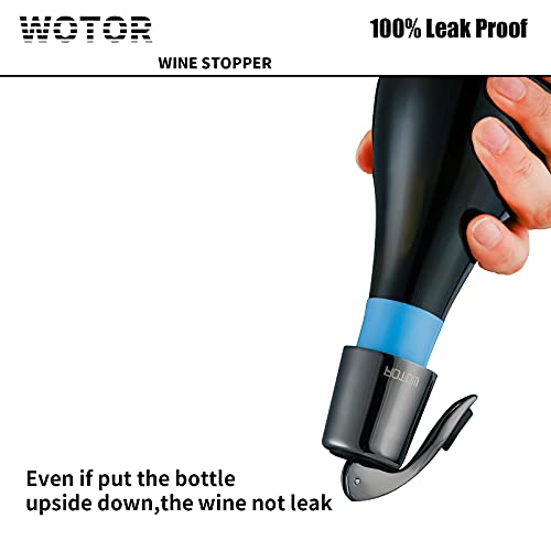 WOTOR Wine Stoppers Stainless Steel Wine Bottle Stopper Plug with Silicone Reusable Wine Saver Leak Proof Keep Fresh Metalblack 2 Pack - Image 3