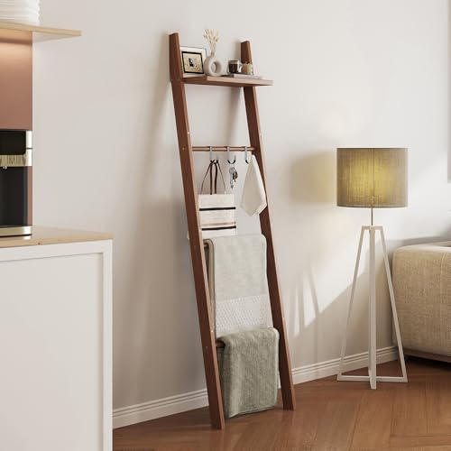 Bamboo Blanket Ladder with Shelf