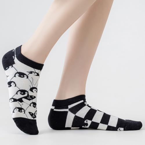 Image of 2 Pairs Funny Cartoon Animal Print Cotton Ankle Socks for Women Teens