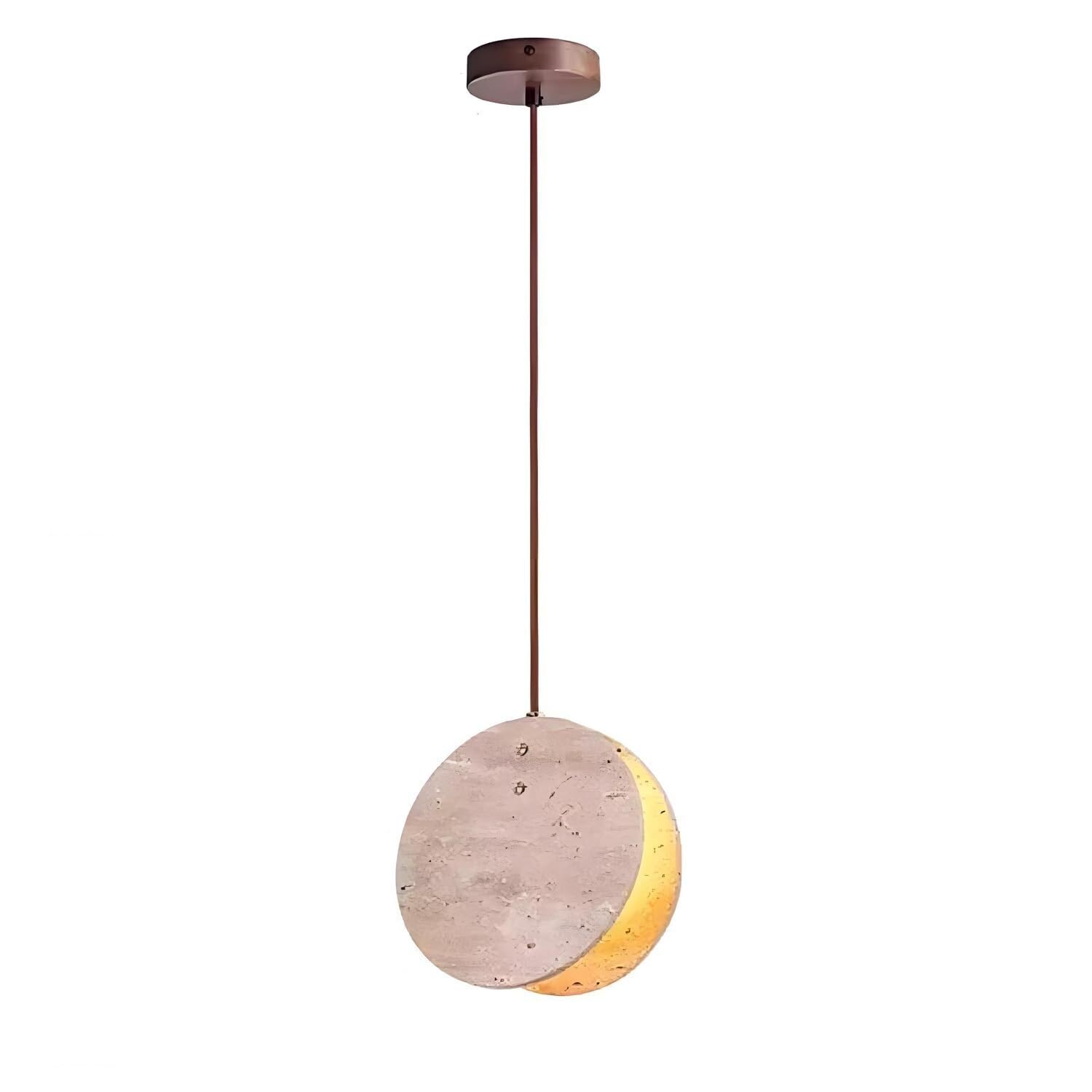 KXEcoLife Natural Cave Stone Pendant Light,Yellow Travertine Chandelier,Wabi Sabi Style Hanging Ceiling Lighting Fixture for Bedside,Entryway,Cafe,Restaurant