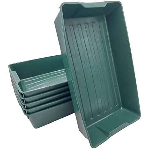 BURI 6X Universal Gärtnerbox Pflanzschale 58x32x11cm Anzuchttopf grün Pflanzwanne Blumenkasten Anzuchtschale eckig Profi Saatschale - robust, wetterfest, frostfest Cover