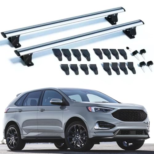 TINIANHHCT 2PCS Cross Bars Fits for Ford Edge 2015-2024 Without roof Side Rails Adjustable Locked Luggage Cargo Carrier Roof Rack Cross Rails Crossbars Silver