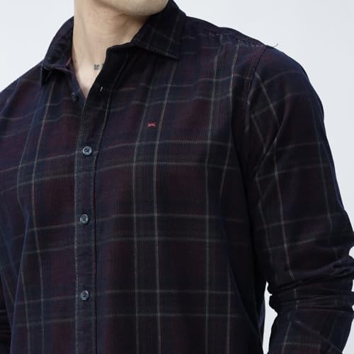 Image of BASICS 100% Cotton Checked Shirt for Men | Slim Fit | Everyday Smart Casual Wear | Full Sleeve