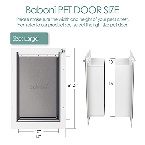Baboni Pet Door for Wall, Steel Frame and Telescoping Tunnel, Aluminum Lock, Double Flap Dog Door and Cat Door, Strong… - Image 4