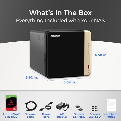 Image of QNAP TS-464-8G-48ST-US 4 Bay High-Performance Desktop NAS with 24TB Storage Capacity, Preconfigured RAID 5 Seagate IronWolf HDD Bundle