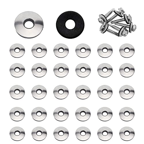 YouU #4.2/4.8/5.5/6.3/8mm Multiple Models Stainless Steel Neoprene EPDM Bonded Sealing Gasket Washers Assortment Kit (5.5x16mm 50pcs)