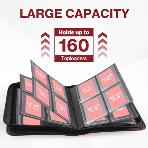 Image of Top Loader Binder 4 Pocket, Holds 160 Toploaders, 100 Toploaders INCLUDED | Toploader Binder for 3 inch x 4 inch Rigid Toploaders, Trading Card Binder for TCG, MTG, Sport Cards, PU Leather Cover, Side Loading
