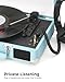 Bluetooth Suitcase Record Player with Built‑in Speakers, Bass & Treble Control, 3‑Speed Belt‑Drive Turntable with Auto‑Stop, Portable Vinyl Player for 33 45 78RPM LPs, Blue