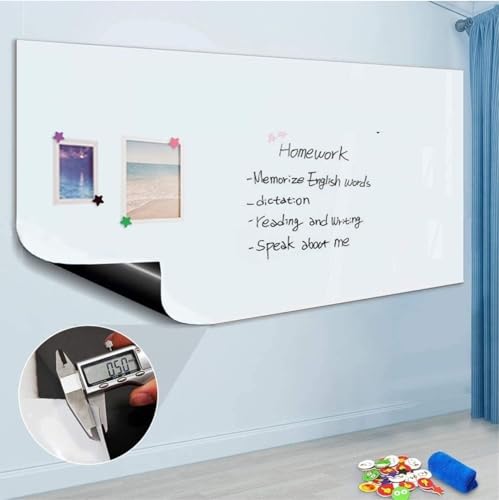 Image of Whiteboard Wall Sticker Self-Adhesive Whiteboard Contact Paper for Office Removable Kids Room Home Wall Decor (White, 24x96 in)