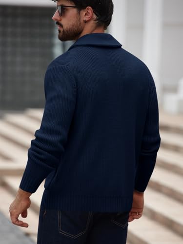 Runcati Mens Shawl Collar Cardigan Sweater Button Down Ribbed Knit Sweaters Chunky Casual Cardigan with Pockets4