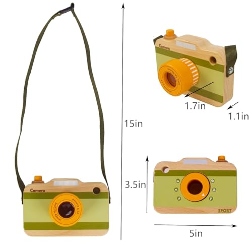 Hölzerne Mini Pretend Kamera Spielzeug für Kleinkinder 1 2 3 Jahre alt, Hals hängen fotografiert Requisiten für Jungen Mädchen Kinder Kinder