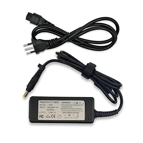 New Net - Alimentatore Caricatore Caricabatteria da 12V 3A 36W compatibile con Notebook ASUS Eee PC MK90 900 901 902 904 1000 1002 1000H 1000HA 1000HC 1000HD [ 4.8 x 1.7 mm ]