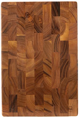 Planche à découper en bois de bout T&G End Grain dense avec encoches doigts, billot cuisine Style 3