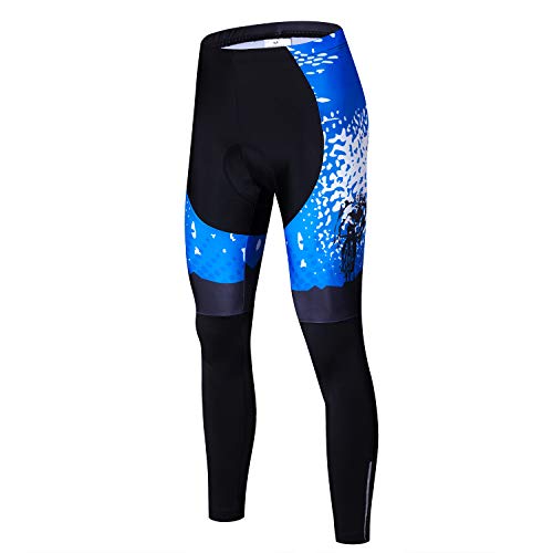 Mens Cycling Pants Padded Long Bicycle Compression Tights MTB Leggings Outdoor Cyclist Riding Bike Wear Blue Size XL