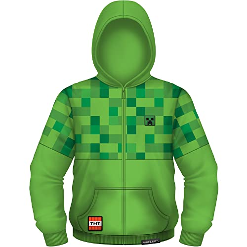 Amazon.com: Minecraft Boys Creeper Camo Embroidered Zipup Hoodie