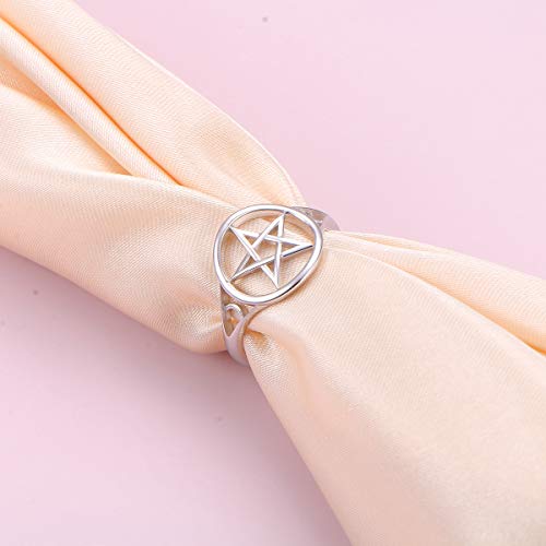 S925 Sterling Silver Pentagram Amulet Pentacle Star Moon Witch Ring for Women Men4
