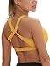icyzone Damen Sport-BH, Ohne Bügel Gekreuzt Rücken Gepolstert Fitness Yoga Bra (M, Mellow Yellow)