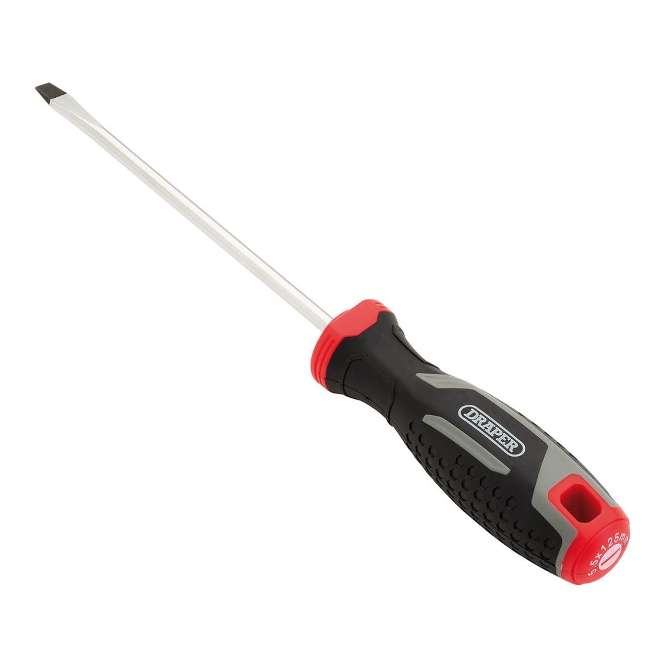 Draper Slotted Soft Grip Screwdriver, SL5.5 x 125mm - 13388 - Magnetic Tip, CRV Blade, Grey and Black - Image 3