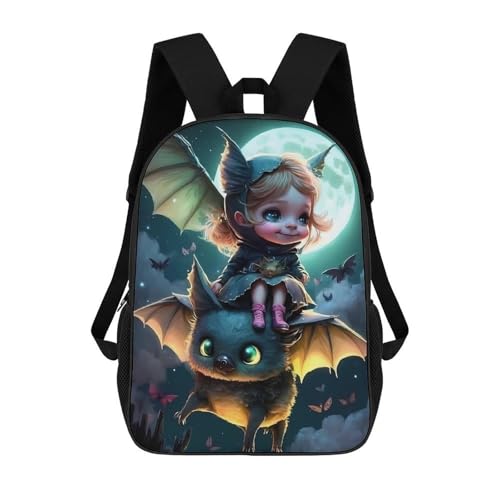 sinyumoney Bat And Child Adventure Mochila Infantil Escolar Para Niños Con Estampado 3D De Dibujos Animados, Mochila Escolar Para Estudiantes, Mochila Para Portátil Para Niños Y Niñas 17inch