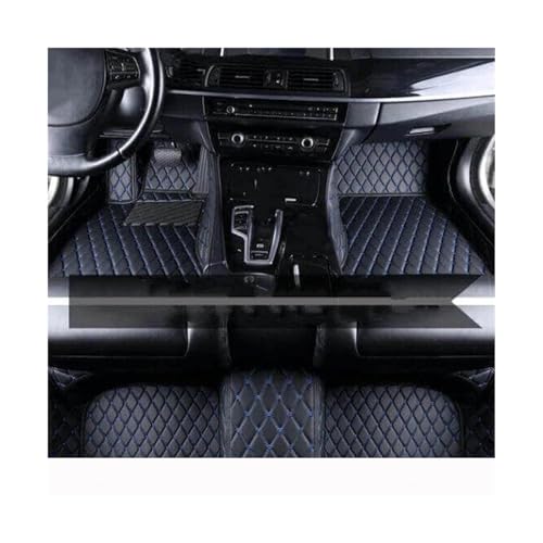 Tapis de sol voiture pour Peugeot 206 en cuir noir et bleu pour conduite à droite