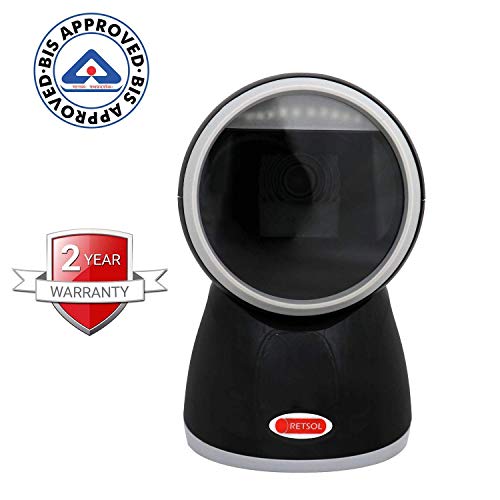 Image of RETSOL PD-3000+ Omni Directional 1D /2D Presentation Barcode Scanner BIS Approved USB Optical Laser High Speed Wired Reader for Warehouse Supermarket POS System (1 Pc) (PD-3000)