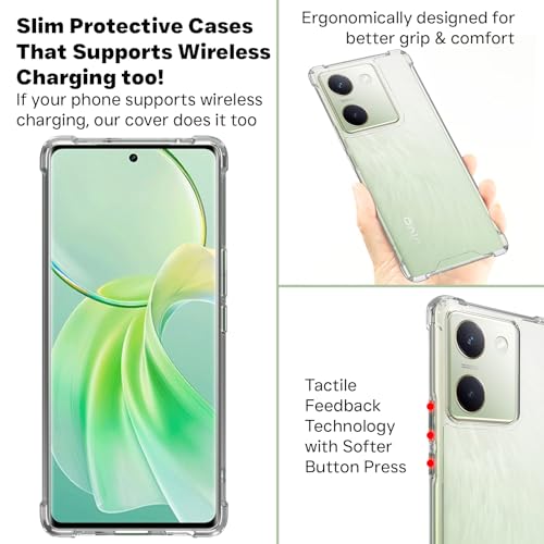 Image of RIGGEAR Shockproof Clear Hybrid Armor Back Cover Case for VIVO Y200 Pro 5G / Y300 Plus 5G (Transparent PC with TPU Bumper)