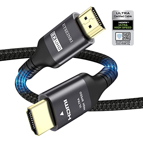 Etseinri 10K 8K HDMI 2.1 Kabel 1M, Zertifiziert 48Gbps Ultra High Speed HDMI® Kabel 4K 240Hz 165Hz 144Hz 120Hz 0.01ms eARC HDCP2.3 HDR 10+ Dolby Atmos Vision für Gaming Monitore TV Projektor