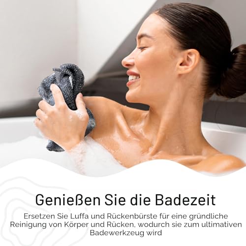 Yiclick Peeling Waschlappen,Rückenschrubber Rückenbürste, Luffa Schwamm, Duschschwamm, Peeling Schwamm, Badeschwamm Duschschwamm, Peelinghandschuh, Body Scrubber Loofah Sponge