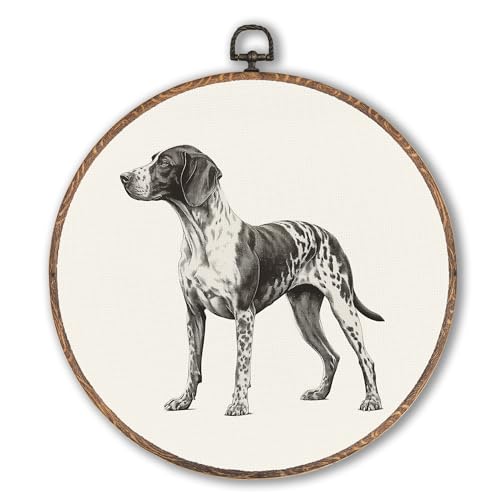 Hxlac German Shorthaired Pointer Round Wall Art Framed, Dog Mom Gifts Round Wall Decor, Dog Lovers Gifts Hanging Canvas Prints Wall Sculptures for Bathroom Bedroom Living Room Decor, 10x10 Inch