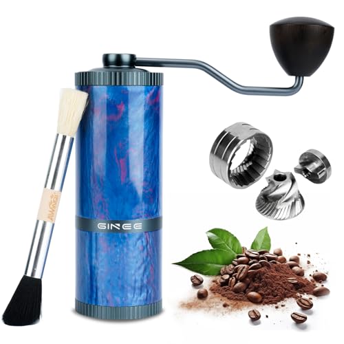 Manual Coffee Bean Grinder Burr - ELEZANT Pour Over Coffee Maker 30 Capacity Hand Coffee Grinder w/ 18 Adjustable Settings Captivating Resin Hoursing Double Bearing Portable for Camping, Office & Home