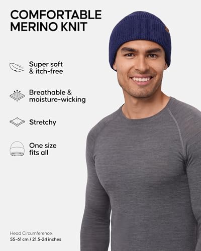 Image of DANISH ENDURANCE Merino Wool Beanie, Warm Winter Hat for Outdoors