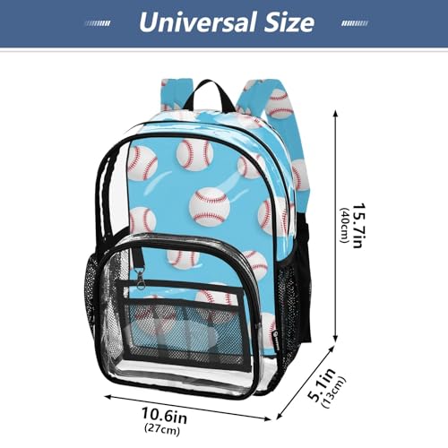 White Baseballs Red Stripes Blue Travel Clear Bags for Women Boys Backpacks for Girls Approved Shoulder Bag4